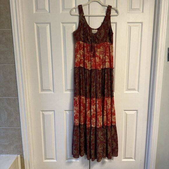 Denim & Supply Ralph Lauren Red Boho Tiered Maxi Dress Small - Picture 1 of 14
